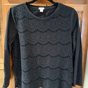 J. Crew Women's Black Lace Top